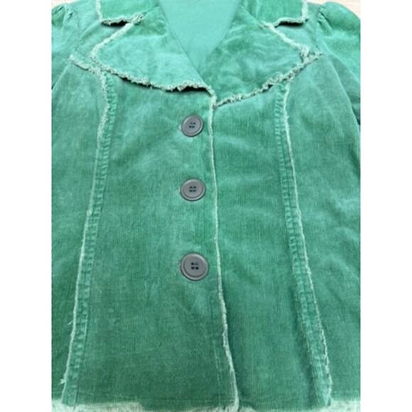 NO TAG Y2K Green Blazer SZ L Vintage Lg Buttons SZ-L (Runs Small) Washed & Ready - Picture 5 of 11